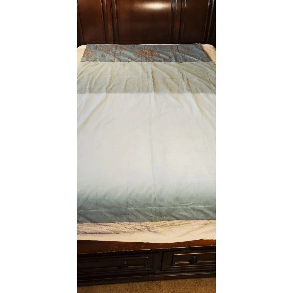 Vtg‎ Springmaid Curtain 1 Panel 50x84 Sage Green Blue Floral Retro Lined